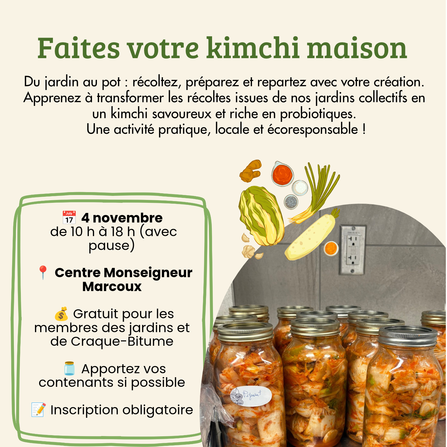 Atelier de cuisine : préparons du kimchi ensemble!
