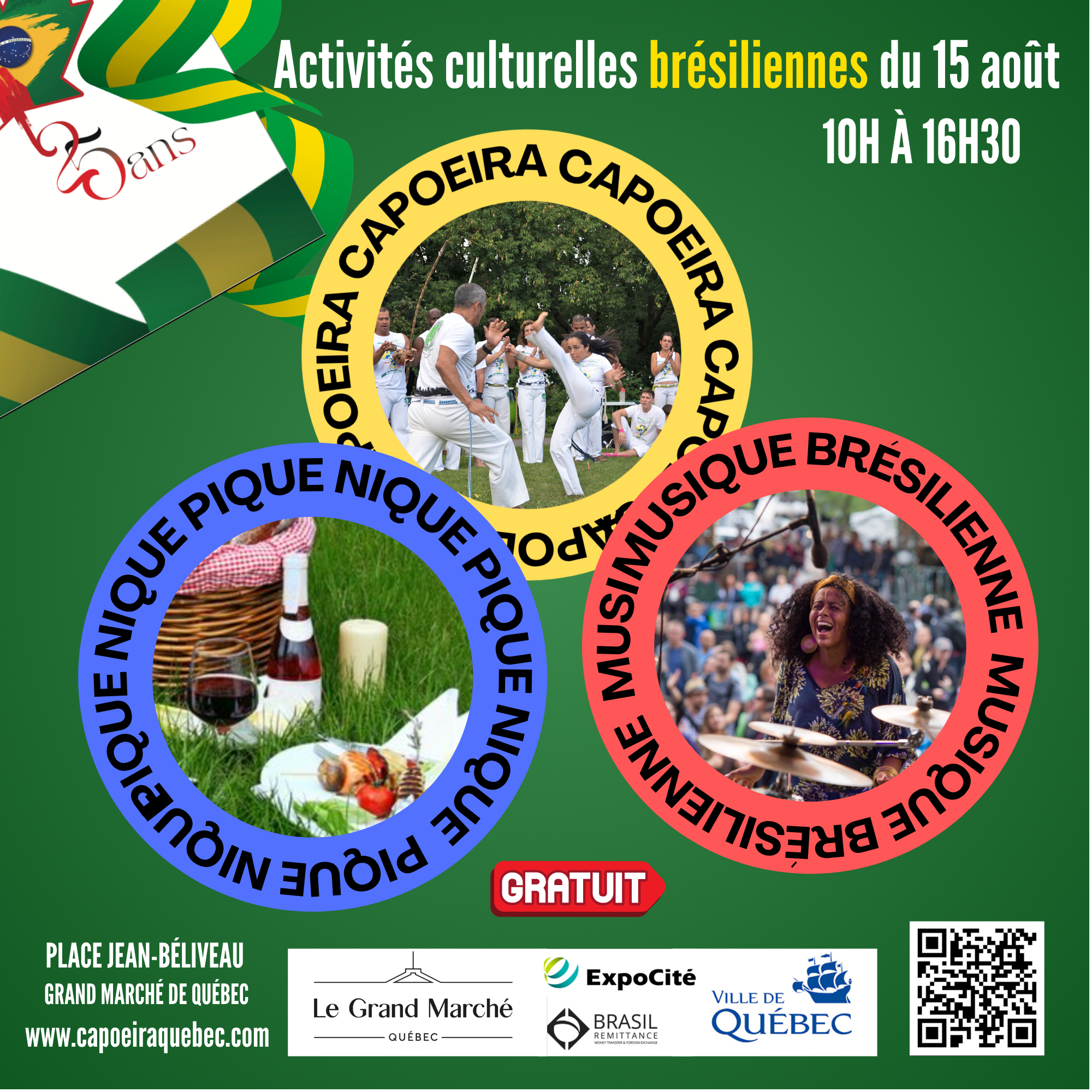 Activités brésiliennes gratuites à la place Jean-Béliveau
