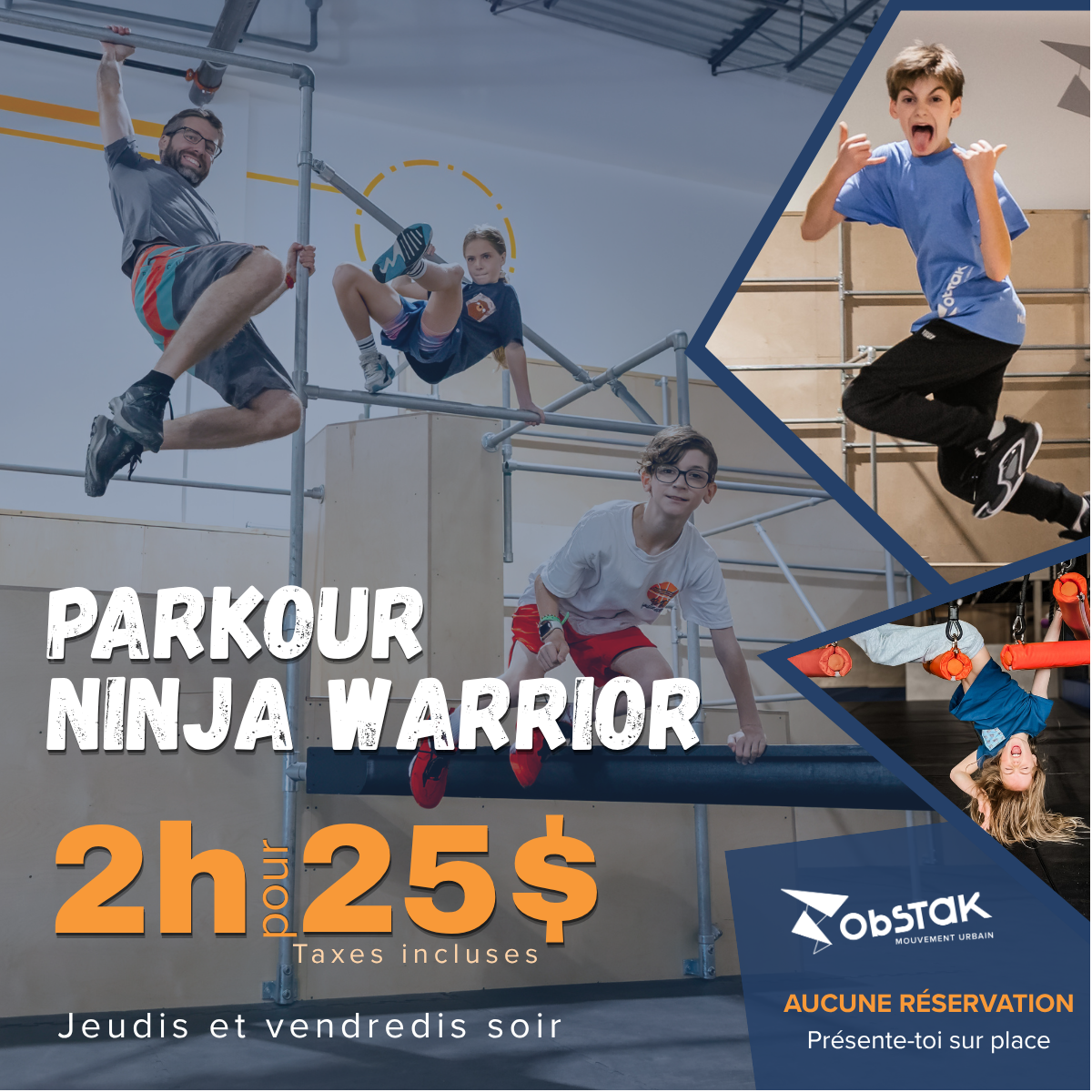Soirée Parkour & Ninja Warrior à 25 $